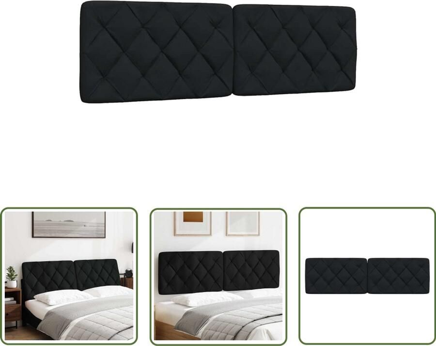 The Living Store Hoofdbordkussen 160 cm stof zwart Hoofdbordkussens Hoofdborden Slaapcomfort Dekbedovertrek Kamerdecoratie