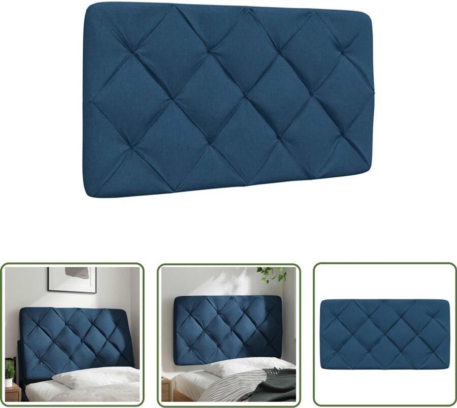 The Living Store Hoofdbordkussen 80 cm stof blauw Hoofdbordkussens Hoofdbord Beddecoratie Slaapkamer Decoratie Luxe Bed