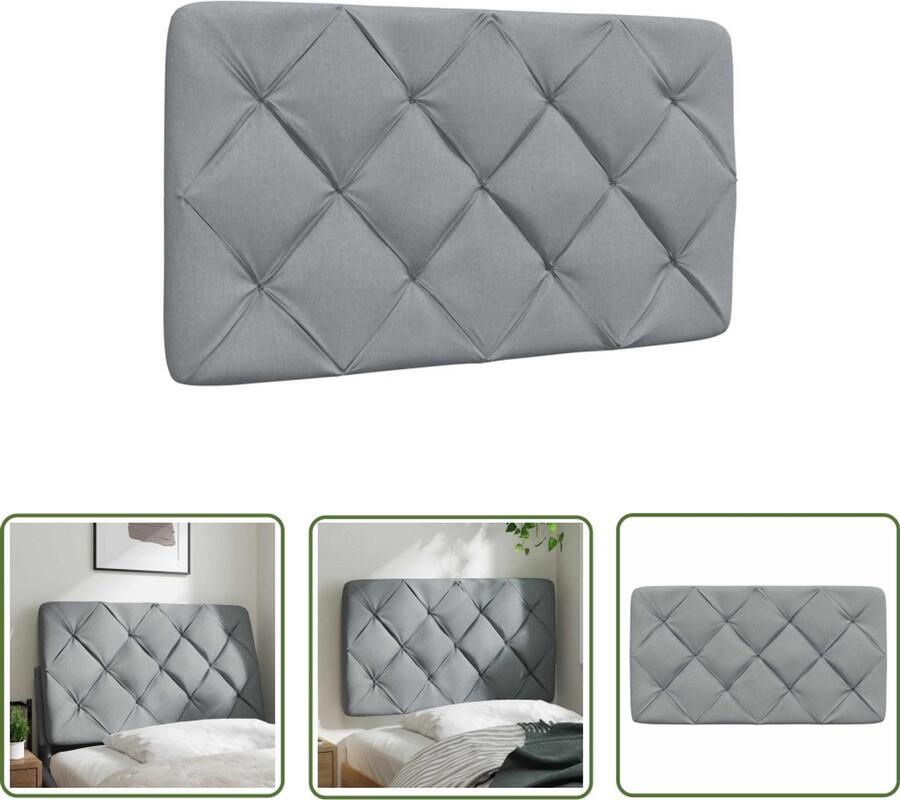 The Living Store Hoofdbordkussen 80 cm stof lichtgrijs Hoofdbordkussen Hoofd Kussen Led Verlichting Hoofdbord Decoratie Slaapcomfort
