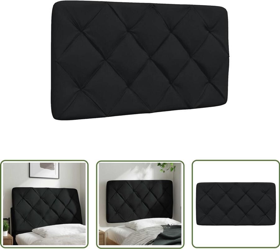 The Living Store Hoofdbordkussen 80 cm stof zwart Hoofdbordkussens Hoofdkussen Slaapcomfort Beddecoratie Zwarte Hoofdborden