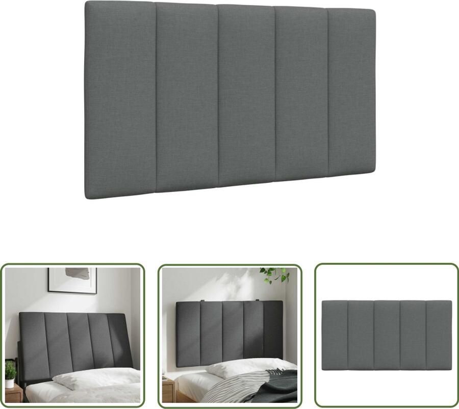 The Living Store Hoofdbordkussen 90 cm stof donkergrijs Hoofdbordkussen Hoofd Kussen Slaapcomfort Hoofdbord Donkere Kleuren