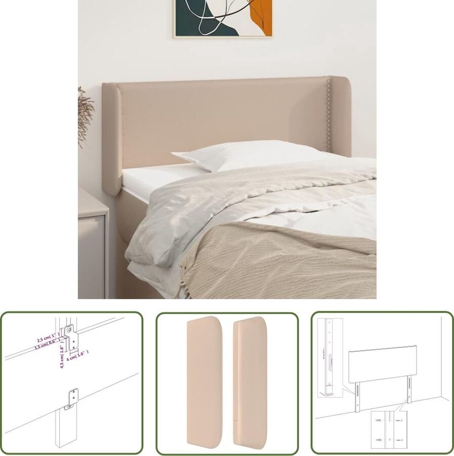 The Living Store Hoofdeind Cappuccino Kunstleer 93 x 16 x 78 88 cm Duurzaam Verstelbaar Met stevige poten Hoofd Bord Hoofdborden Beddecoratie Kapstokken Bruine Meubels