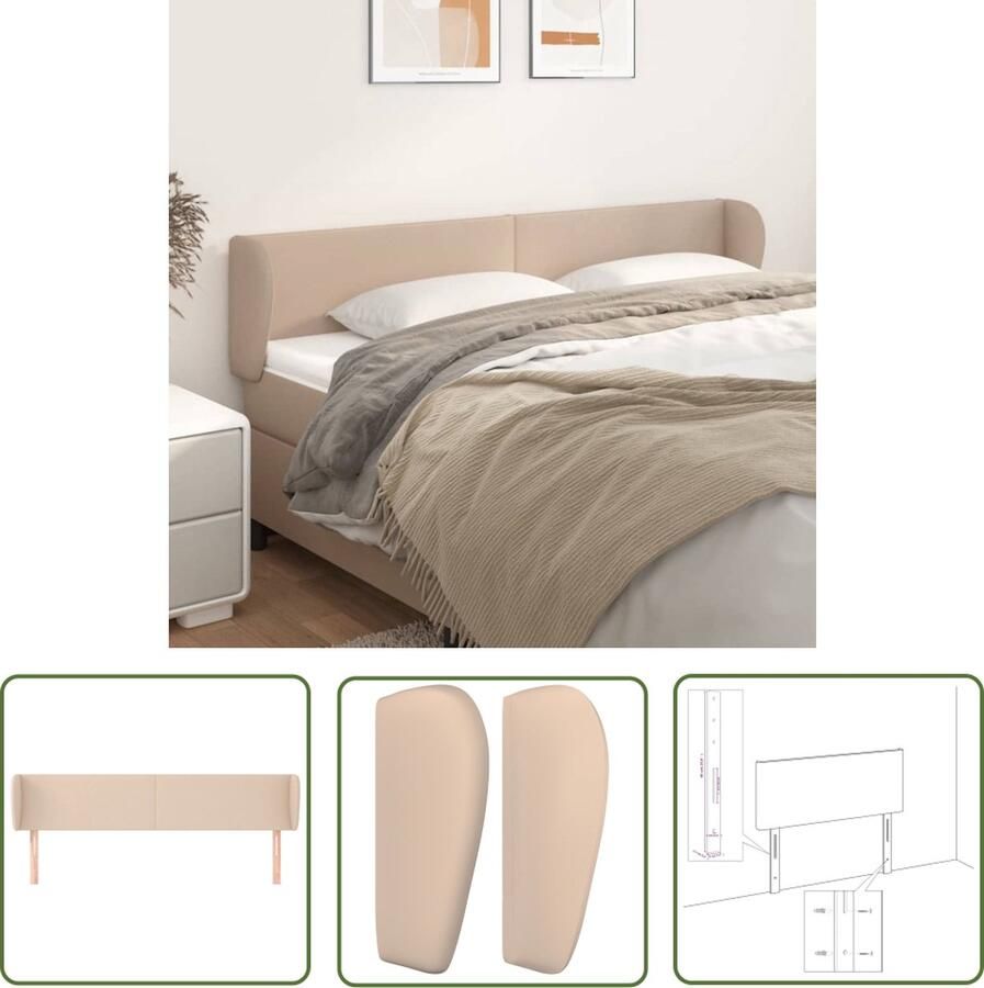 The Living Store Hoofdeind Cappuccino Kunstleren hoofdbord met verstelbare hoogte Stevige houten poten Comfortabele rugondersteuning Hoofd Bord Hoofdbord Kapstok Bedroom Decoratie Bruine Meubels