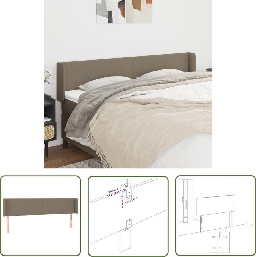 The Living Store Hoofdeind Moderne Hoofdbord 183x16x78 88 cm Taupe Hoofd Bord Hoofdbord Tapijt Slaapkamers Bedroom Decor - Foto 2