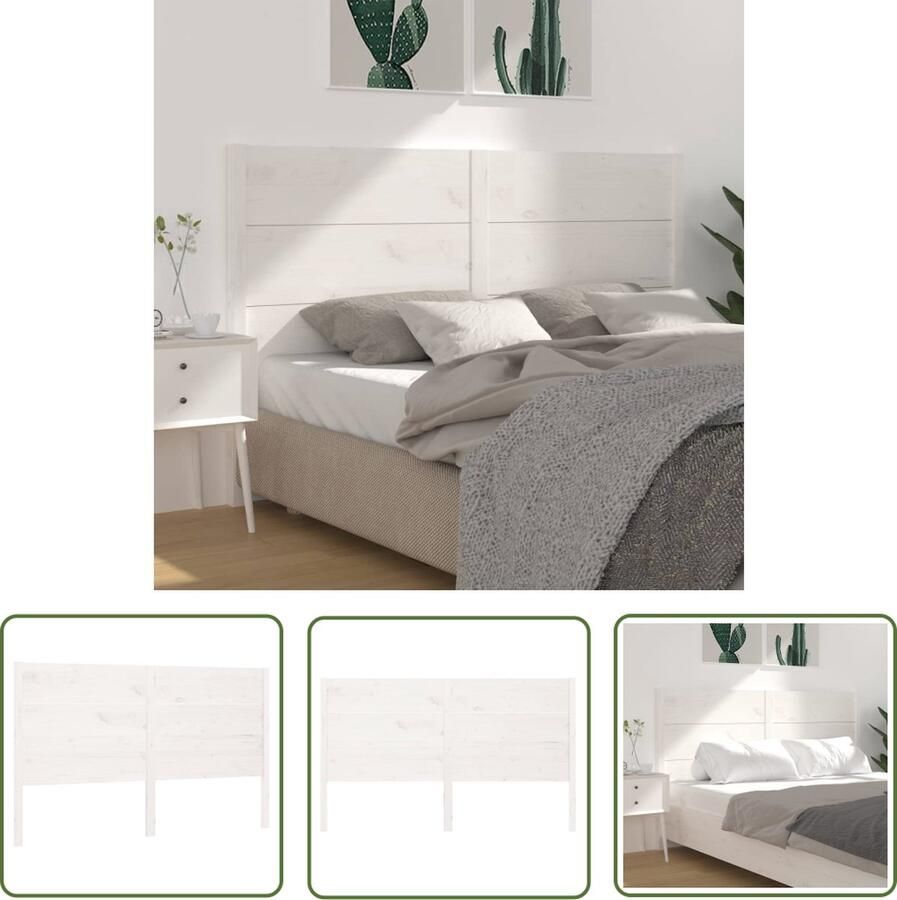 The Living Store Hoofdeinde Rustieke Charme 166 x 4 x 100 cm Wit Grenenhout Hoofdboard Hoofdeinde Houten Hoofdbord Rustic Headboard Wit Hout