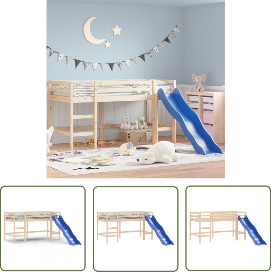 The Living Store Hoogslaper Kinderbed Massief grenenhout 205.5 x 97.5 x 113.5 cm