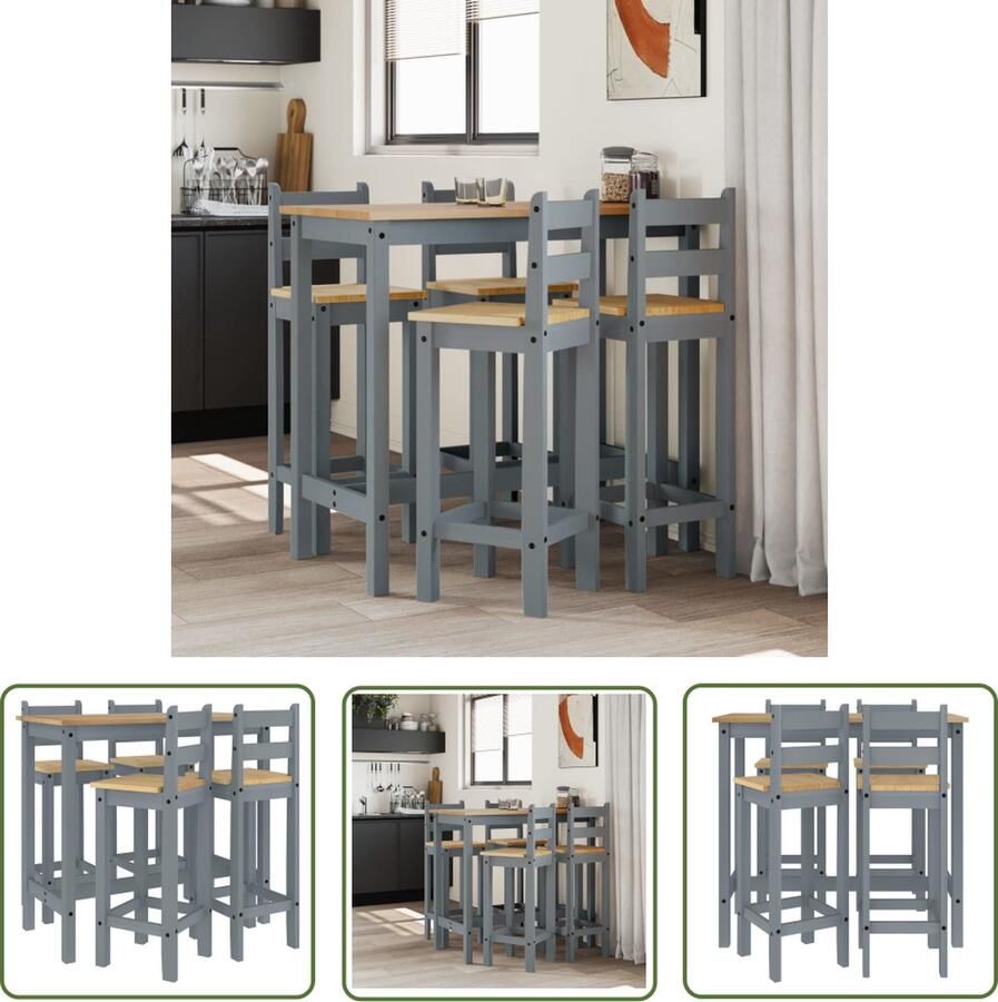 The Living Store Houten Bartafel Set 112 x 57 x 101 cm Massief grenenhout met wasafwerking