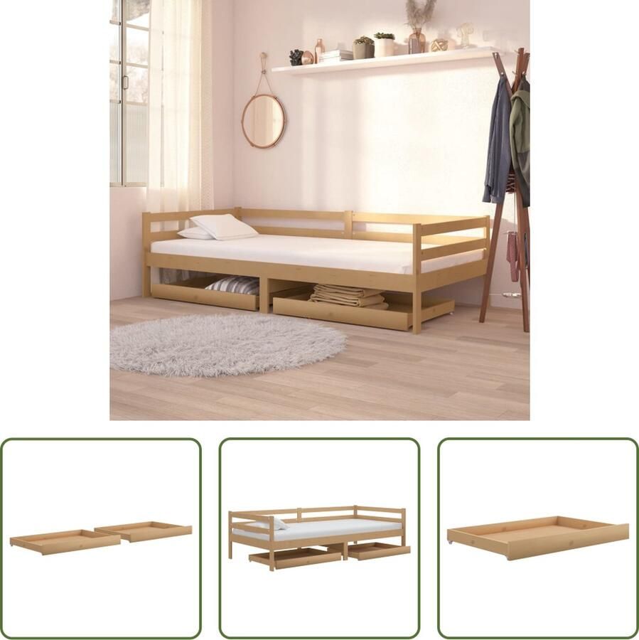 The Living Store Houten Bedbanklade Opberglades Onder het Bed Massief Grenenhout 88 x 61 x 9 cm