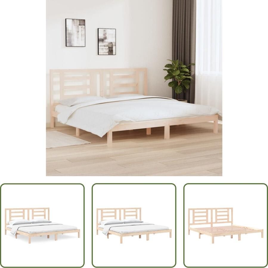 The Living Store Bedframe massief grenenhout 200x200 cm Bedframe Bedframes Bed Bedbodem Ledikant Bed Frame Massief Houten Bedframe Slaapmeubel Tweepersoonsbed Bedden Bedbodems - Foto 2