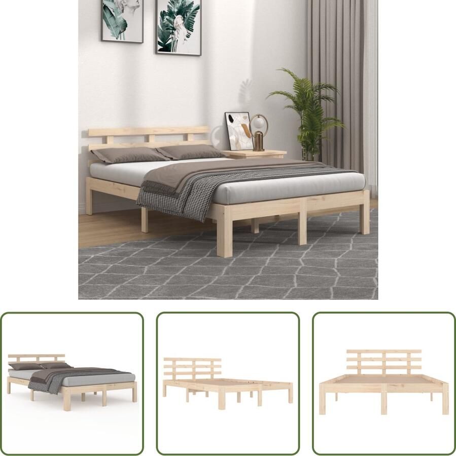 The Living Store Houten Bedframe Comfort Bedframes 205.5 x 123.5 x 69.5 cm Massief grenenhout Houten Bedframe Massief Hout Grenenhout Bedframe Bed 120x200 Tweepersoons Bed - Foto 2