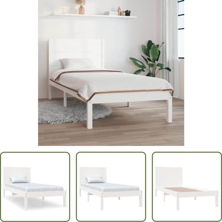 The Living Store Bedframe zonder matras massief grenenhout wit 140x200 cm Houten Bed Frame Grenenhout Bed Frame Wit Bed Frame King Size Bed Frame Tweepersoons Bed Frame
