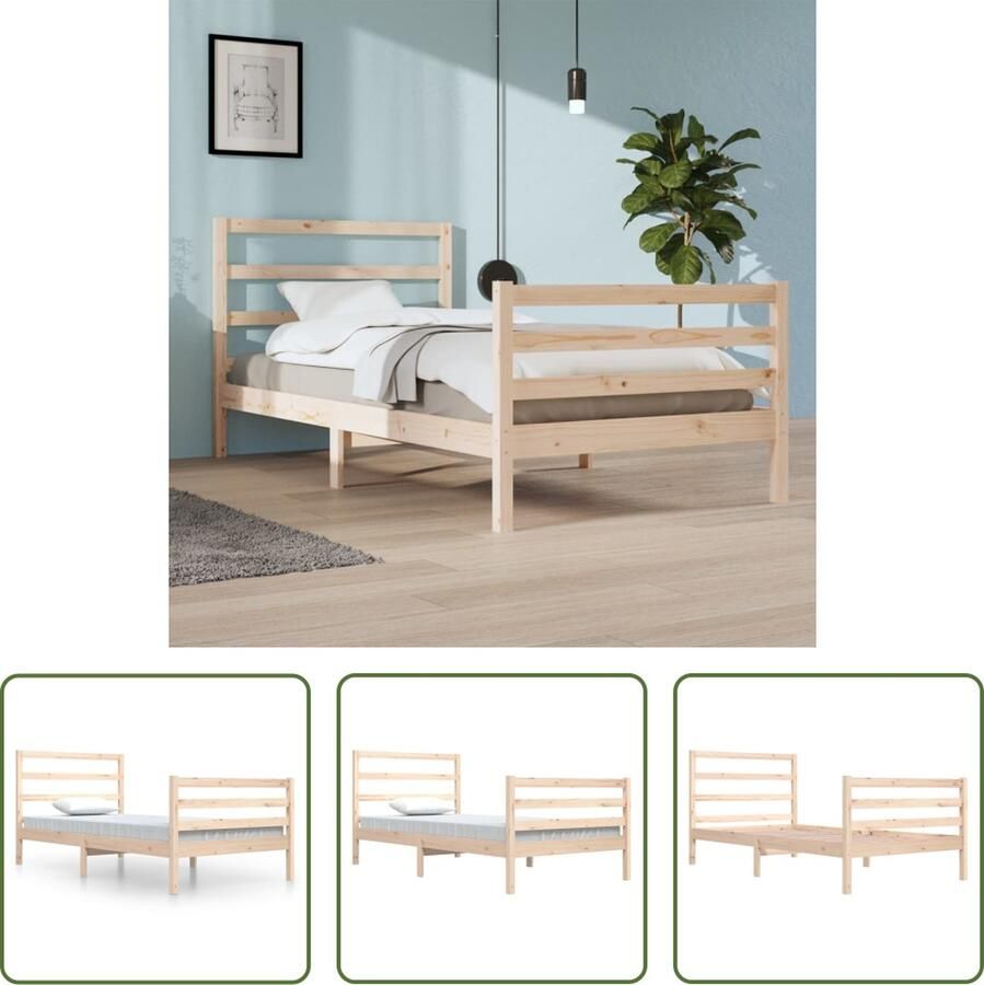 The Living Store Bedframe massief grenenhout 100x200 cm Bedframe Bedframes Bed Bedbodem Ledikant Bed Frame Massief Houten Bedframe Slaapmeubel Eenpersoonsbed Bedden Bedbodems - Foto 2