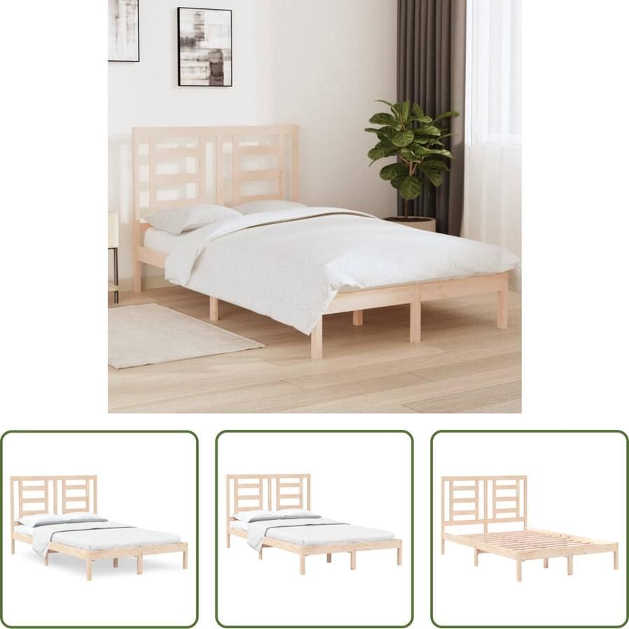 The Living Store Bedframe massief grenenhout 120x200 cm Bedframe Bedframes Bed Bedbodem Ledikant Bed Frame Massief Houten Bedframe Slaapmeubel Tweepersoonsbed Bedden Bedbodems - Foto 2