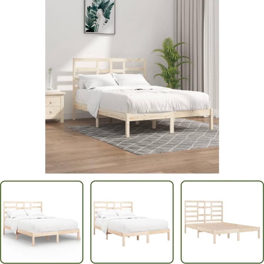 The Living Store Bedframe massief hout 120x200 cm Bedframe Bedframes Bed Bedbodem Ledikant Bed Frame Massief Houten Bedframe Slaapmeubel Tweepersoonsbed Bedden Bedbodems - Foto 3