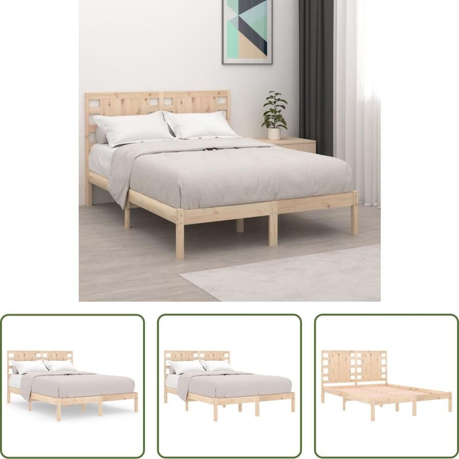 The Living Store Houten Bedframe Klassiek Bedframes 205.5 x 126 x 100 cm Massief grenenhout Klassieke Bedframe Houten Bedframe Grenenhout Bedframe Tweepersoons Bedframe 120x200 - Foto 3