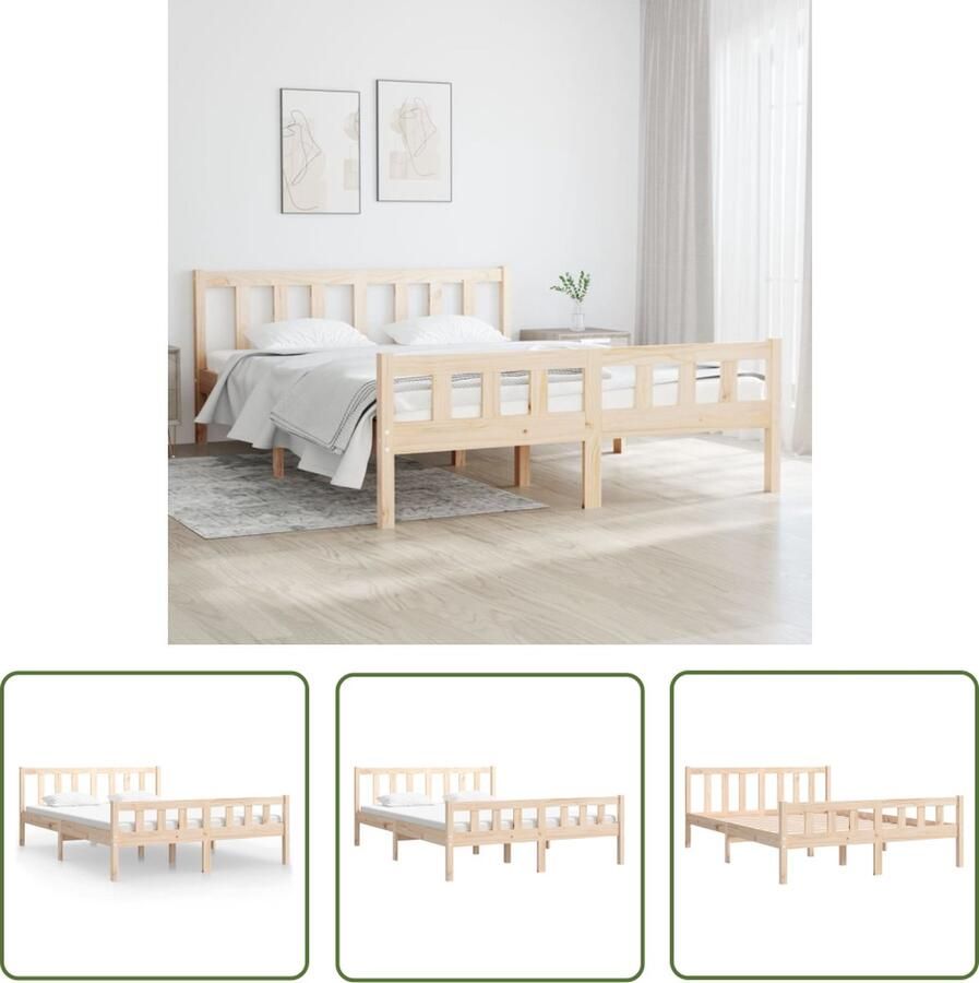 The Living Store Bedframe massief hout 135x190 cm 4FT6 Double Bedframe Bedframes Tweepersoonsbed Bed Bedombouw Dubbel Bed Frame Bed Frame Ledikant Houten Bedframe Tweepersoonsbedden - Foto 2