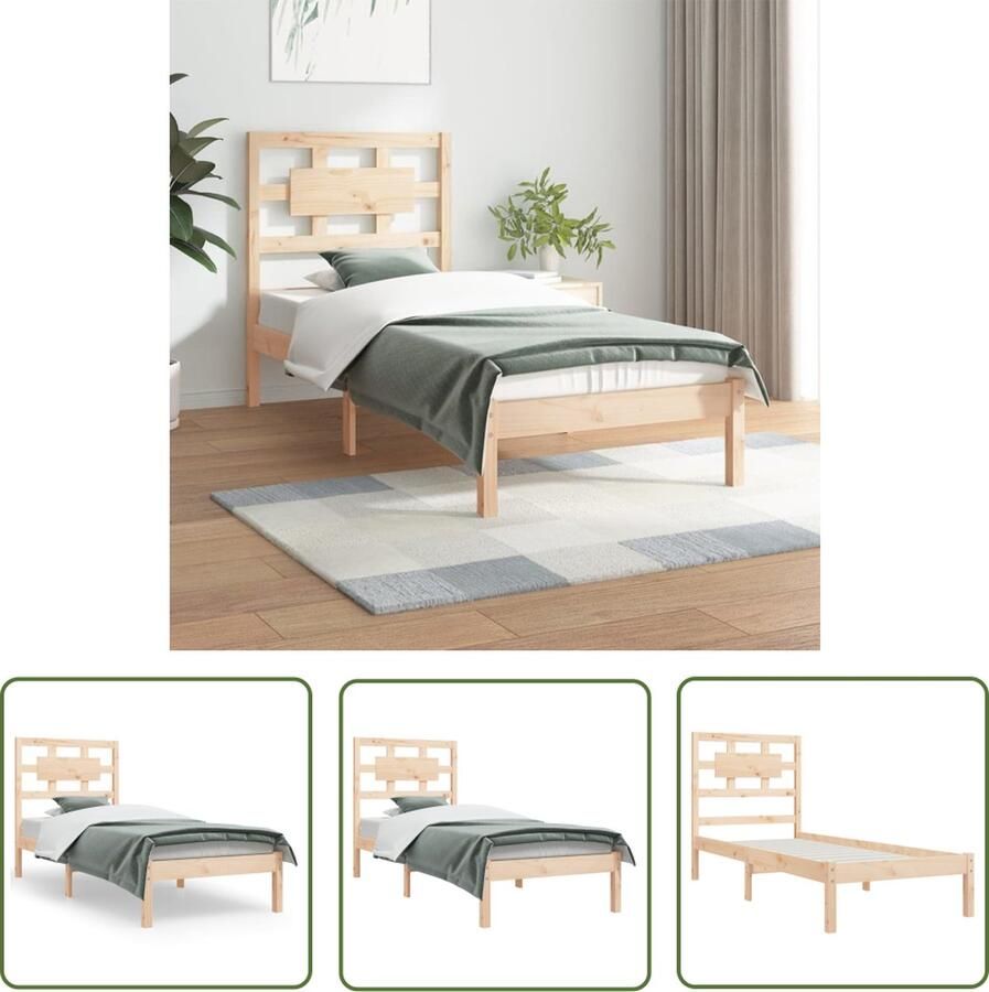 The Living Store Bedframe massief grenenhout 100x200 cm Bedframe Bedframes Eenpersoonsbed Bed Bedombouw Enkel Bed Frame Bed Frame Ledikant Houten Bedframe Slaapmeubel - Foto 2