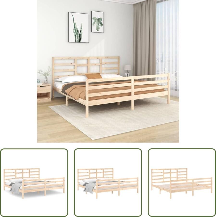 The Living Store Bedframe massief hout 200x200 cm Bedframe Bedframes Bed Bedbodem Ledikant Bed Frame Massief Houten Bedframe Slaapmeubel Tweepersoonsbed Bedden Bedbodems - Foto 2
