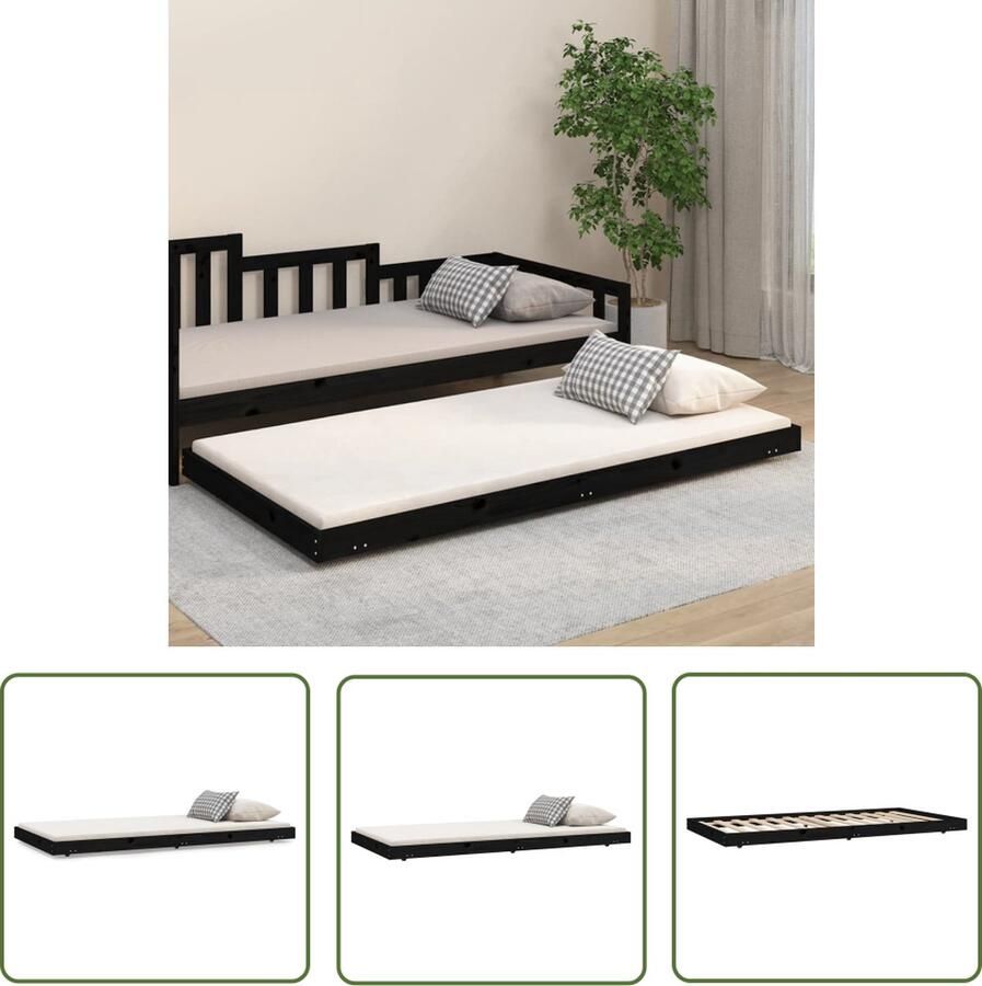 The Living Store Bedframe massief grenenhout zwart 80x200 cm Bedframe Bedframes Eenpersoonsbed Bed Bedombouw Ledikant Houten Bedframe Zwart Bed Stalen Bedframe Laag Bedframe Logeerbed