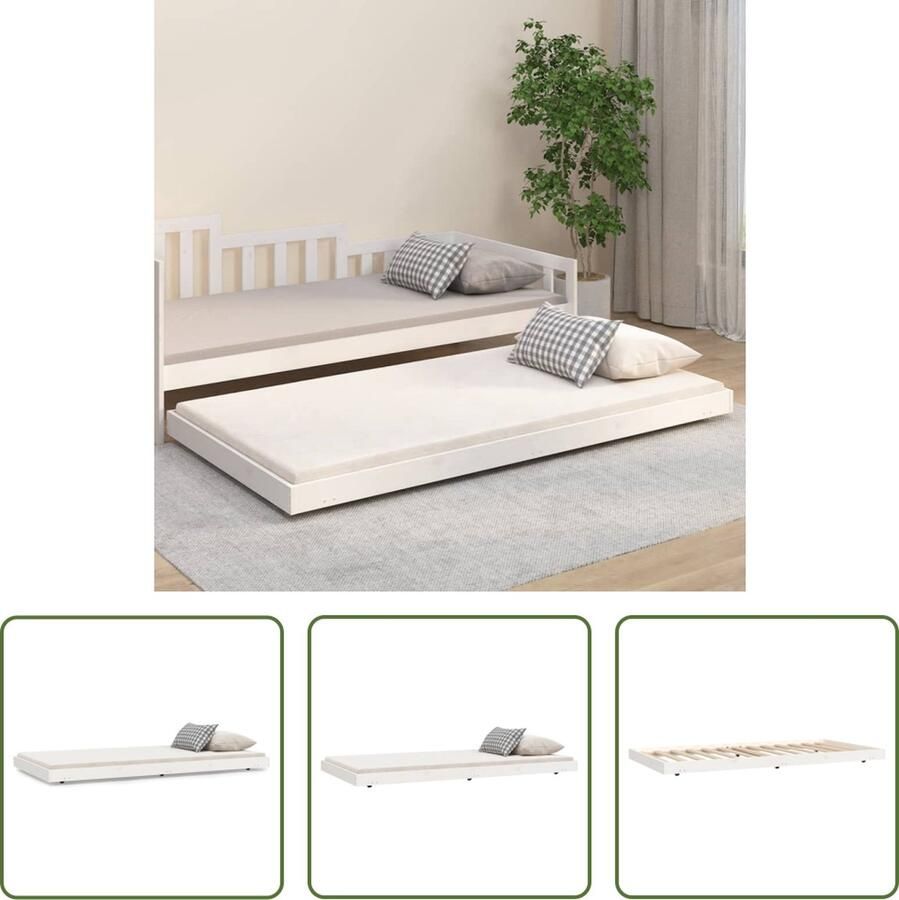 The Living Store Houten Bedframe tijdloos ontwerp praktische en decoratieve toevoeging 203.5 x 104 x 13 cm Ken- massief grenenhout Houten Bedframe Massief Grenenhout Tweepersoonsbed Witte Bedframe Kopen