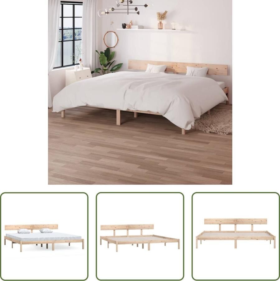 The Living Store Bedframe massief grenenhout 200x200 cm Bedframe Bedframes Bed Bedbodem Ledikant Bed Frame Massief Houten Bedframe Slaapmeubel Tweepersoonsbed Bedden Bedbodems - Foto 2