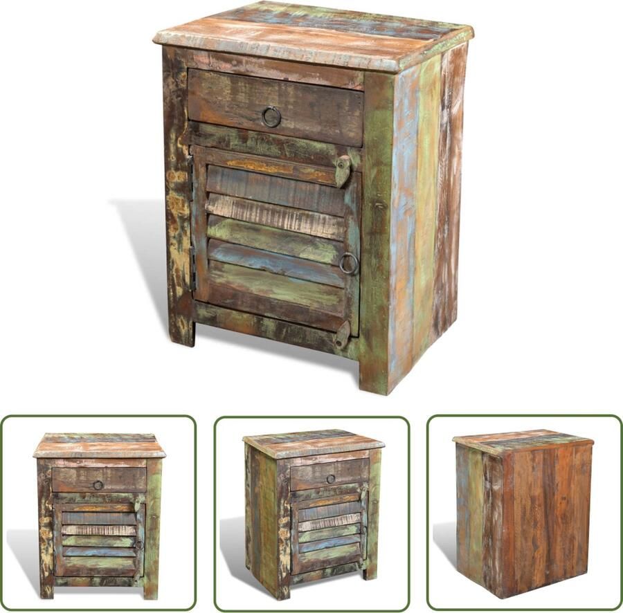 The Living Store Houten Bijzettafel Vintage Stijl 45 x 33 x 55 cm Gerecycled Hout Bijzettafel Vintage Houten Bijzettafel Retro Industriële Stijl - Foto 4