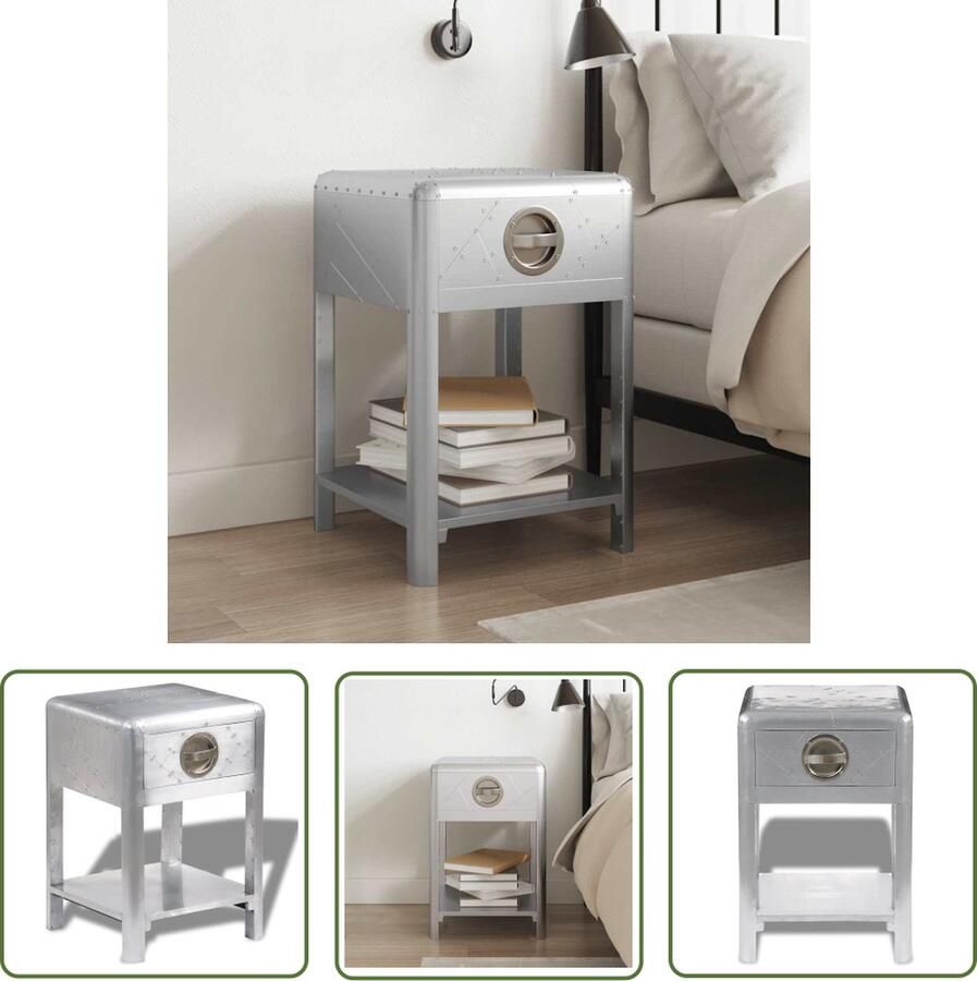 The Living Store Houten Bijzettafeltje Luchtvaartstijl 40x40x60 cm Met lade en onderplank Bijzettafel Salontafel Luchtvaartstijl Industrieel Vintage - Foto 4