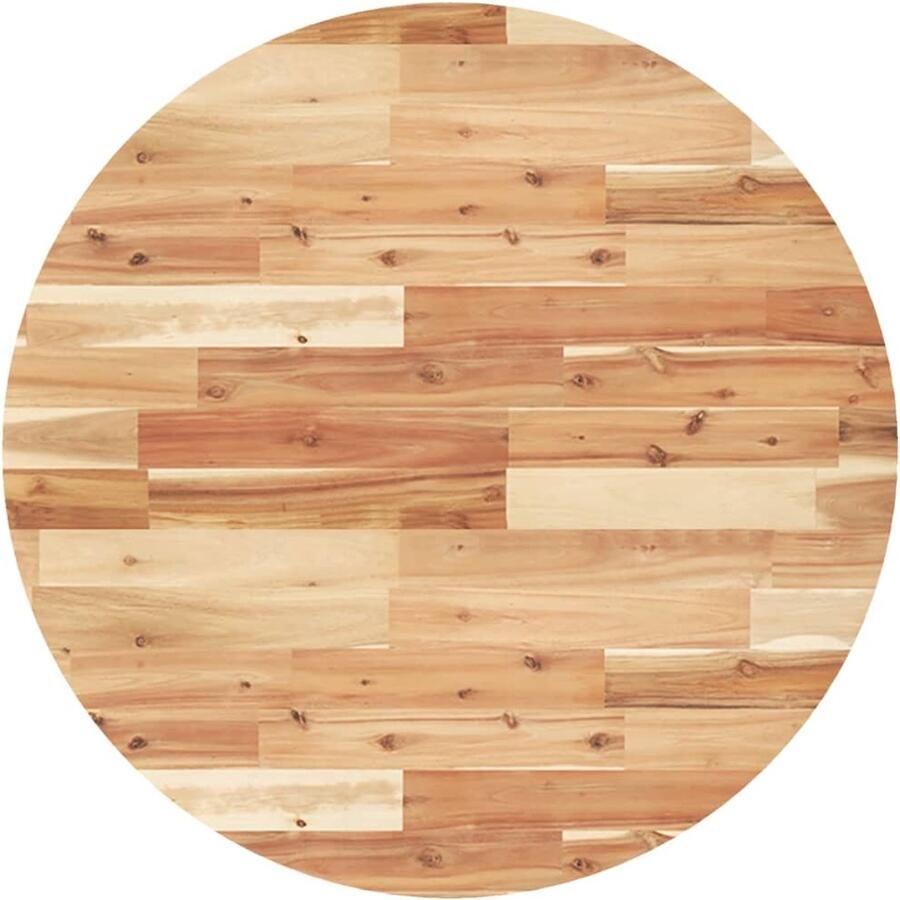 The Living Store Houten bureaublad 80 x 2 cm Massief acaciahout Houten Tafelblad Acacia Hout Ronde Tafelblad Eetkamertafel Bureau Blad - Foto 2