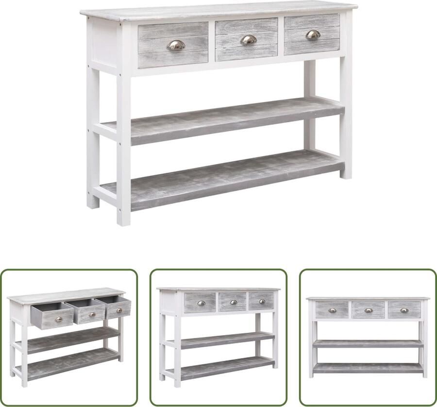 The Living Store Dressoir 115x30x76 cm hout antiekgrijs Dressoir Vintage Dressoir Houten Dressoir Grijze Dressoir Salontafel