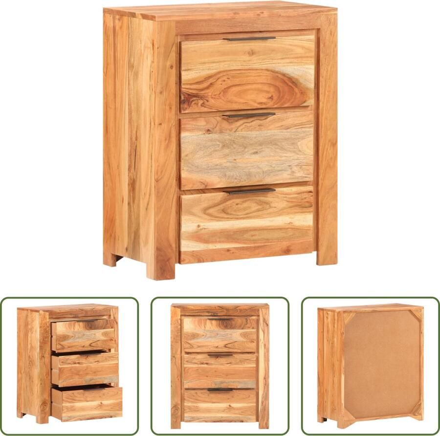 The Living Store Houten Dressoir Bijzetkast 59 x 33 x 75 cm (B x D x H) Massief Acaciahout