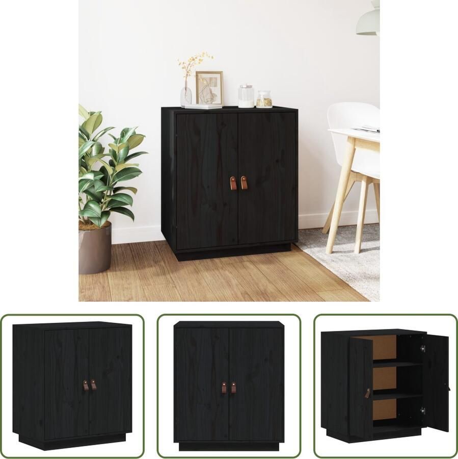 The Living Store Houten Dressoir Bijzetkast 65.5 x 40 x 75 cm Zwart