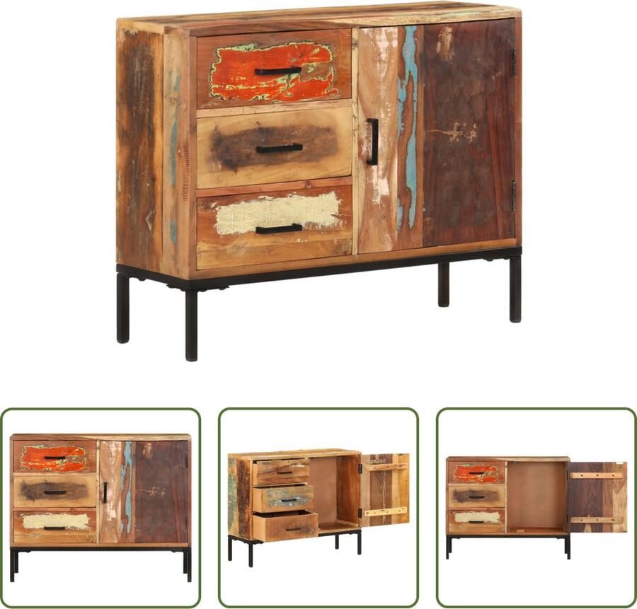 The Living Store Dressoir 88x30x73 cm massief gerecycled hout Dressoir Bijzetkast Vintage Meubels Landelijk Interieur Industriële Meubelen