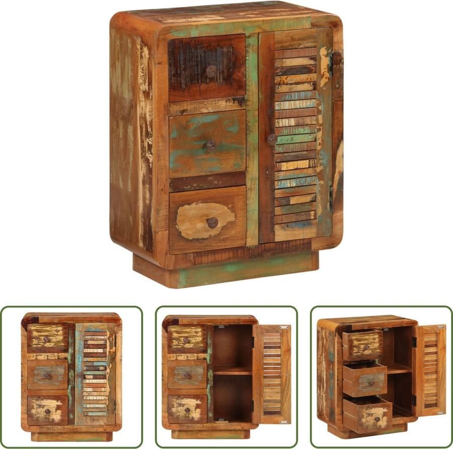 The Living Store Dressoir met 3 lades 55x30x70 cm massief gerecycled hout Dressoir Vintage Dressoir Landelijk Dressoir Houten Dressoir Opbergmeubels