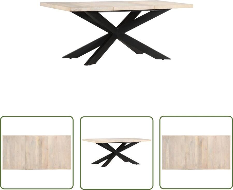 VidaXL Industriële Tafel Eetkamertafel Eettafel 180x90x76 cm massief gebleekt mangohout Tafel Houten Tafel Vintage Tafel