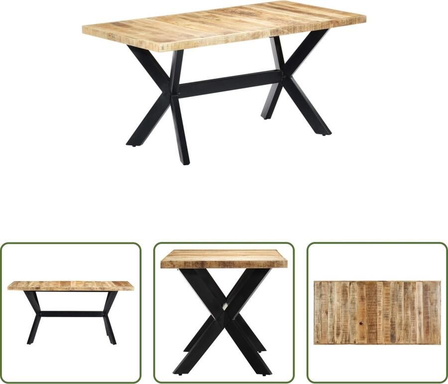 The Living Store Houten Eetkamertafel IndustriÃle Stijl 160x80x75 cm Ruw Mangohout Eetkamertafel Houten Tafel Industrieel Design Mangohout Vintage Tafel