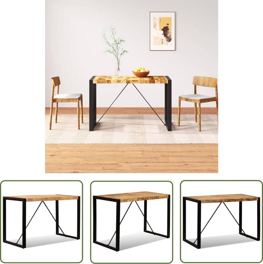 The Living Store Houten Eettafel IndustriÃle Stijl 120x60x76cm Ruw Mangohout Industriele Eettafel Houten Eettafel Mangohout Eettafel Retro Eettafel Salontafels