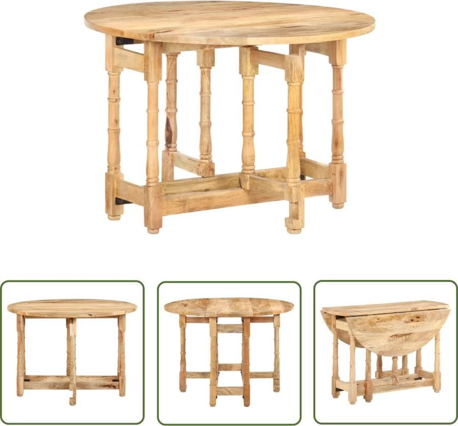 The Living Store Houten Eettafel Mangohout 110x76 cm Stevig en duurzaam Houten Eettafel Rond Mangohout Eettafel Salontafels Diningtable - Foto 4