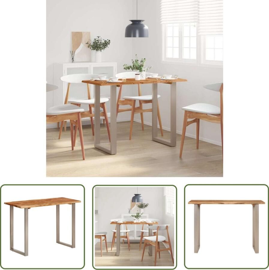 The Living Store Houten Eettafel Massief Acaciahout IndustriÃle Tafel 110 x 50 x 76 cm Houten Eettafel Acacia Tafellaag Industrie Style Tafel Industriele Meubilair Salontafel - Foto 3