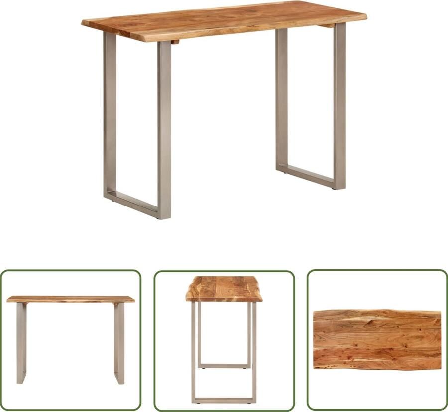 The Living Store Houten Eettafel Massief Acaciahout IndustriÃle Tafel 110 x 50 x 76 cm Houten Eettafel Acacia Tafellaag Industrie Style Tafel Industriele Meubilair Salontafel - Foto 4