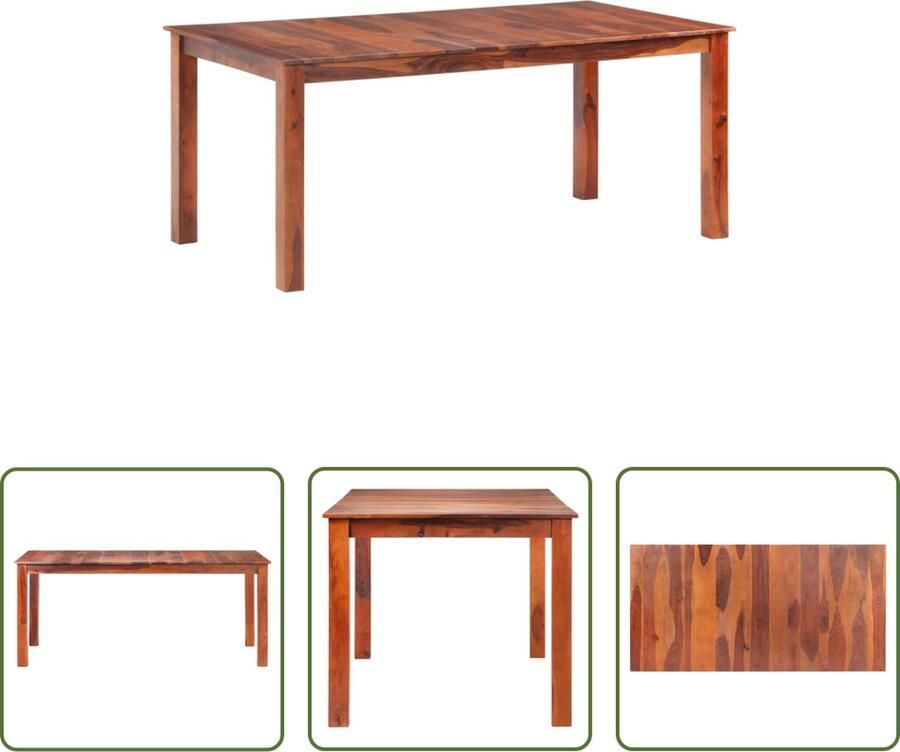 VidaXL Eettafel Sheesham Houten Eettafel 180x90x76 cm massief hout Salontafel Diningtable Eetkamer Meubilair - Foto 2