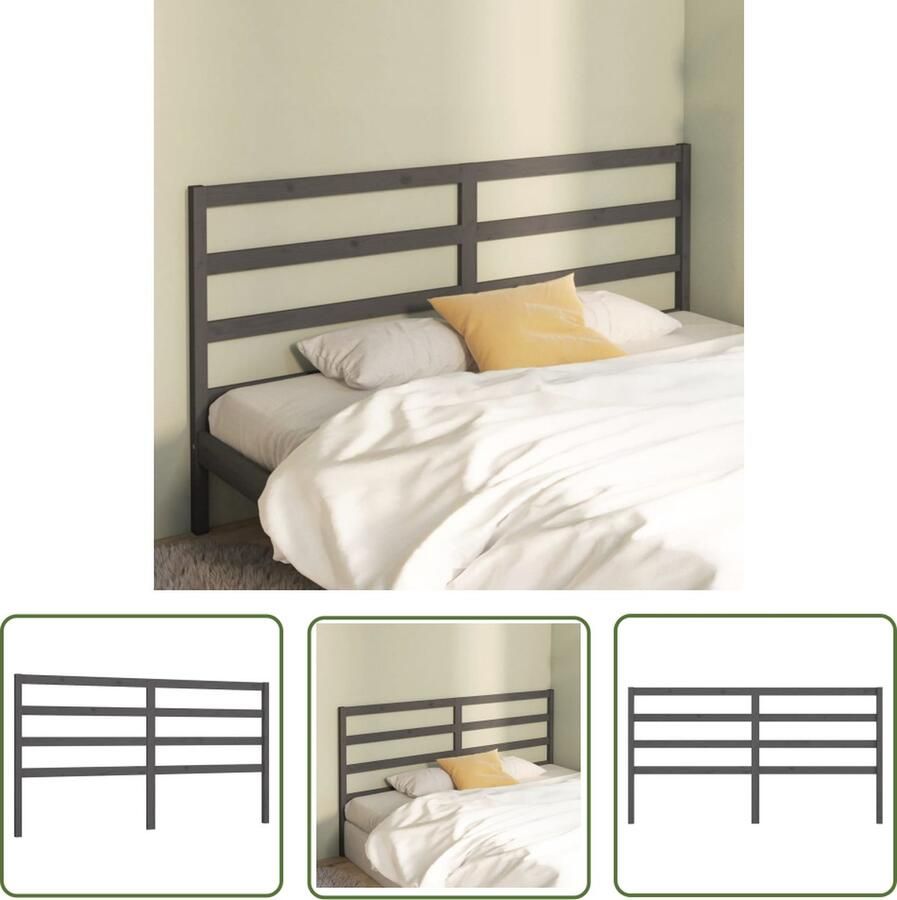 The Living Store Houten Hoofdeinde Grijs 206 x 4 x 100 cm Klassieke Uitstraling Houten Hoofdbord Hoofdeinde Klassieke Stijl Grijze Hoofdbord Massief Grenenhout