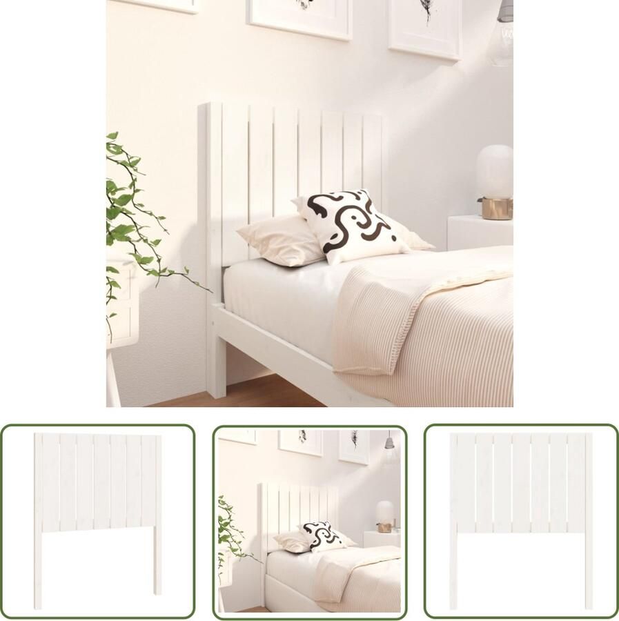 The Living Store Houten Hoofdeinde Klassiek Hoofdbord Afmetingen- 80.5 x 4 x 100 cm Kleur- Wit