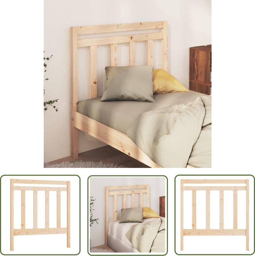 The Living Store Houten Hoofdeinde Klassieke Uitstraling Hoofdbord voor bed zonder hoofdeinde Afmetingen- 81 x 4 x 100 cm Massief grenenhout