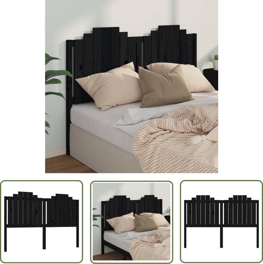 The Living Store Houten Hoofdeinde Massief Grenenhout 166 x 4 x 110 cm Zwart Houten Hoofdeinde Massief Grenenhout Hoofdbord Zwart Landelijke Woonstijl Comfortabel Hoofdbord
