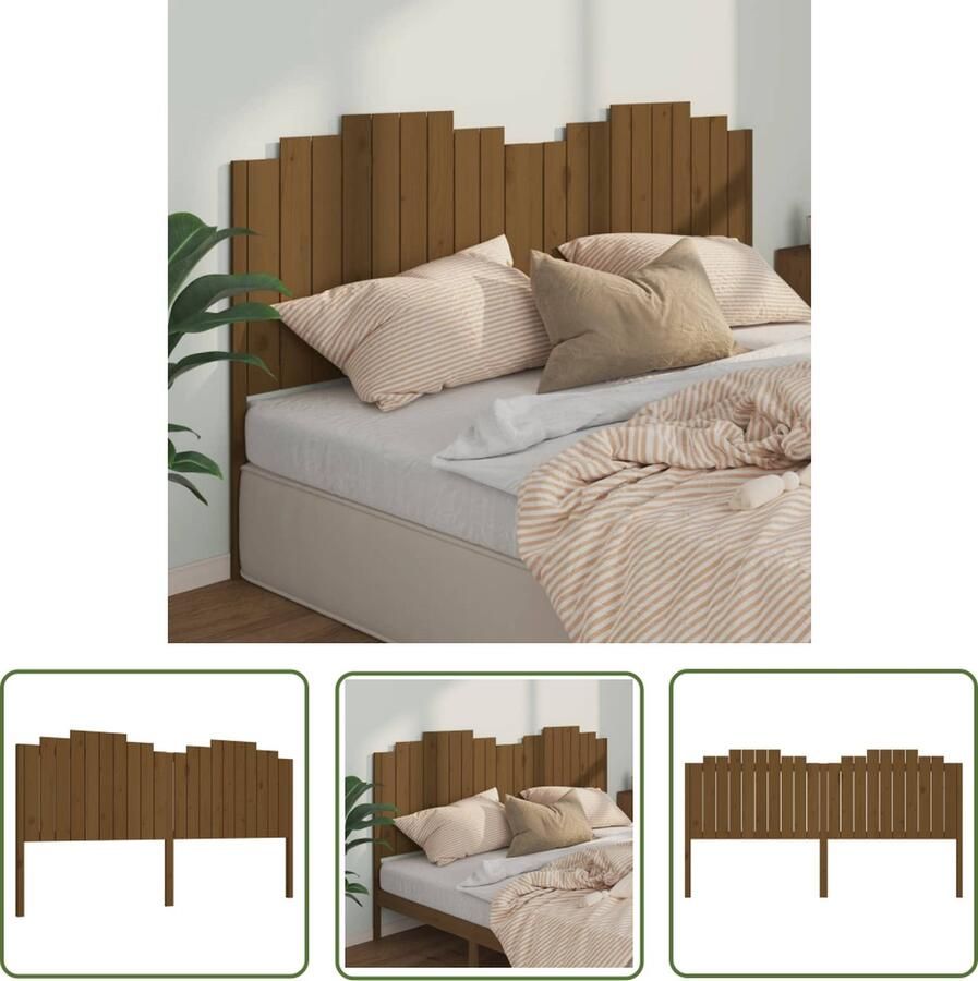 The Living Store Houten Hoofdeinde Trendy Hoofdbord Afmetingen- 206 x 4 x 110 cm Kleur- Honingbruin