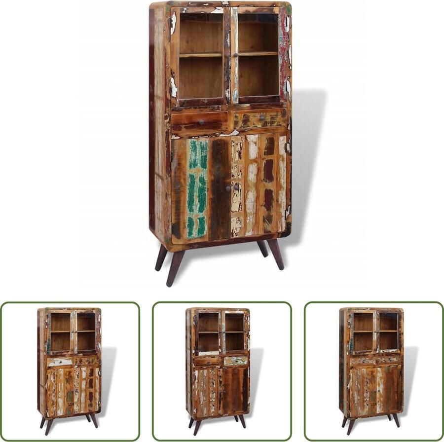 VidaXL Kast 90x40x190 cm massief gerecycled hout Houten Kast Vintage Kast Recyceld Hout Multifunctionele Kast Opslagkast
