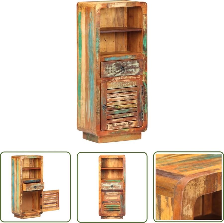 The Living Store Houten Kast Vintage 45 x 32 x 110 cm Massief gerecycled hout Vintage Kast Houten Kast Opslagkast Retro Meubels Landelijke Kast - Foto 3