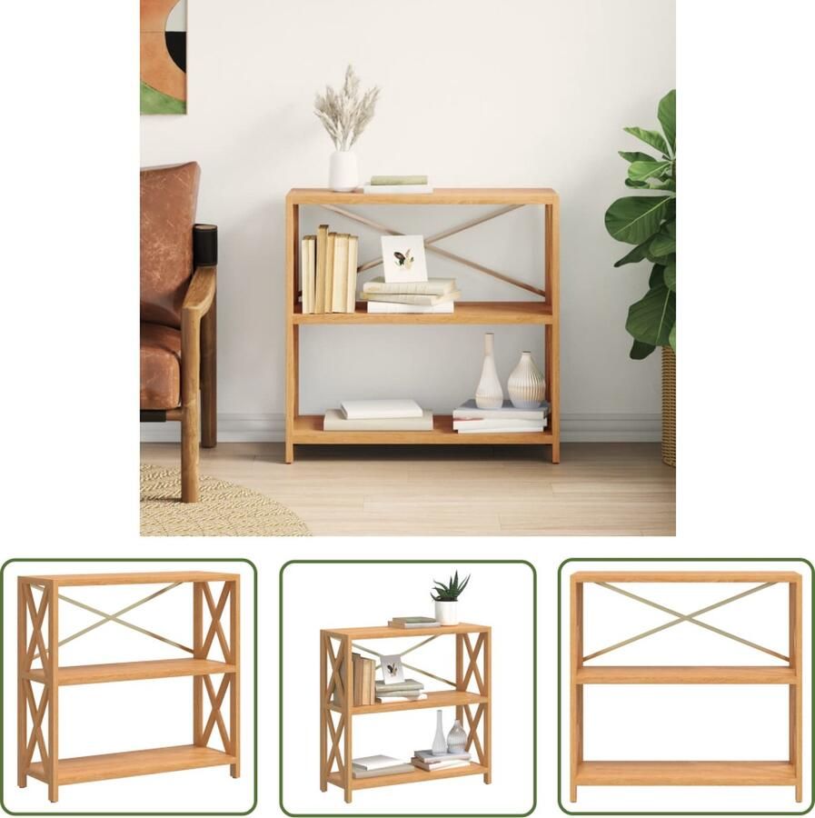 The Living Store Houten Kastje 80 x 30 x 78 cm Massief eikenhout 3 lagen Stabiel frame - Foto 2