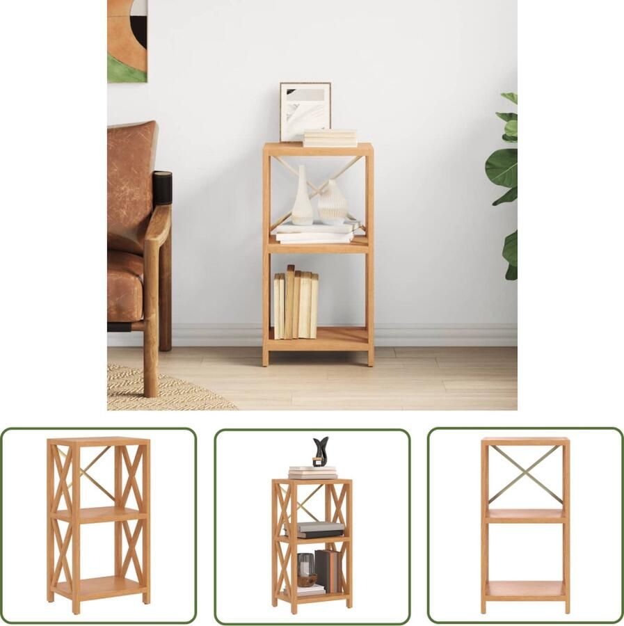 The Living Store Houten Kastje Opbergrek 40 x 30 x 78 cm Massief Eikenhout - Foto 2