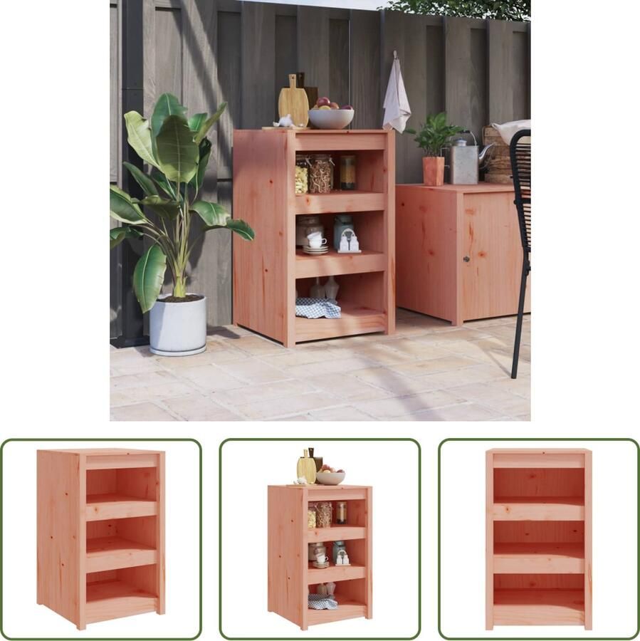 The Living Store Keukenkast voor buiten 55x55x92 cm massief douglashout Houten Keukenkast Buitenterras Buitenkeuken Hout Kast Douglas Hout